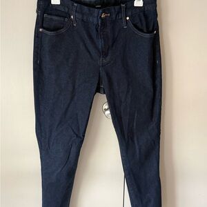 Express Dark Blue Flexx Hyper Mid Rise Jeans